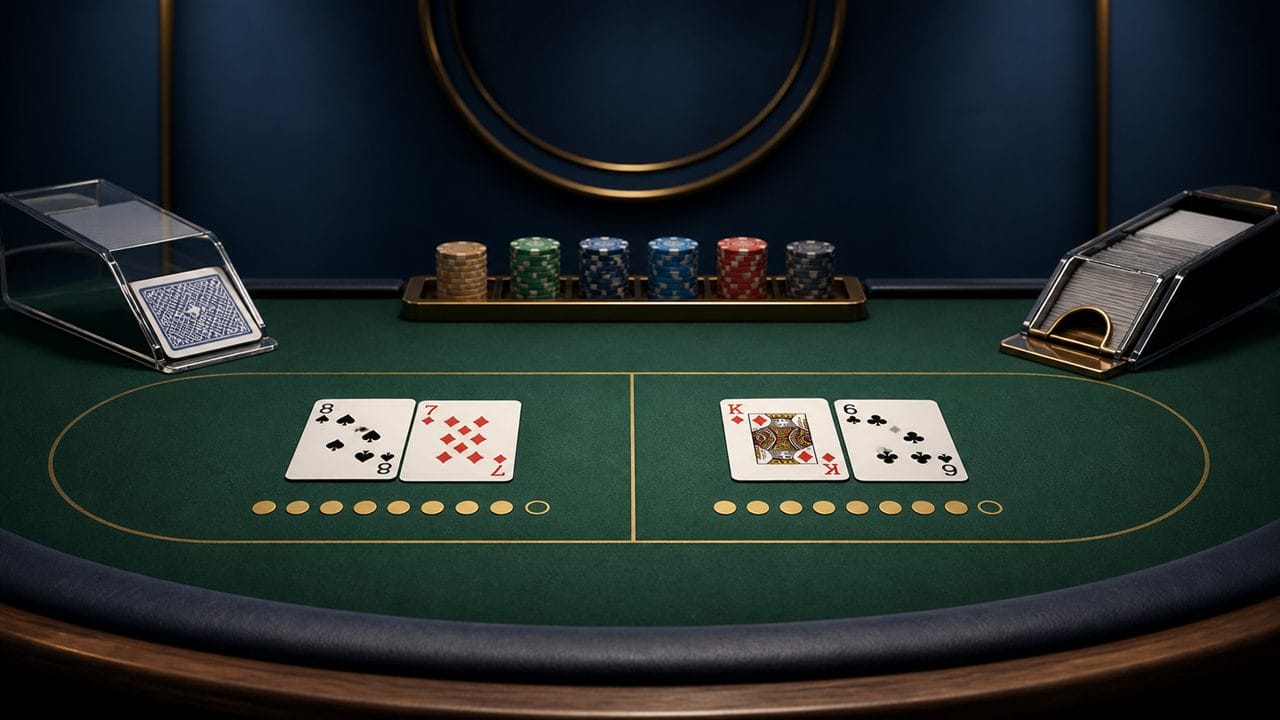 Baccarat Là Gì? Luật Chơi, Cách Tính Điểm Và Rút Lá Thứ Ba 2 baccarat là gì: Bàn baccarat minh họa cách tính điểm Player và Banker