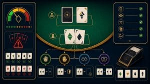 blackjack là gì: Minh họa luật Blackjack, cách tính điểm và các lựa chọn cơ bản