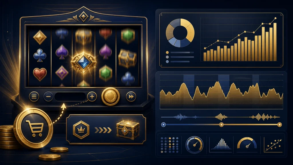 Minh họa chi phí Bonus Buy, RTP và biến động trong slot