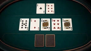 Casino Hold’em là gì: Bố cục hai lá riêng và năm lá chung minh họa Casino Hold’em