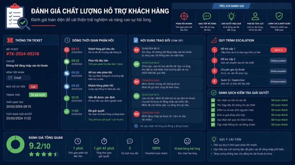 Đánh Giá Hỗ Trợ Khách Hàng Nhà Cái: 5 Tiêu Chí 1 Minh họa quy trình đánh giá hỗ trợ khách hàng nhà cái