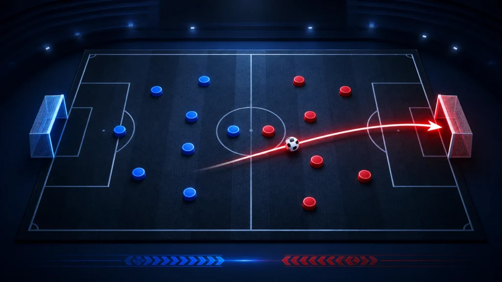 Kèo Đội Ghi Bàn Đầu Tiên Là Gì? Cách Đọc First Team to Score 1 kèo đội ghi bàn đầu tiên là gì: Quỹ đạo bóng minh họa đội ghi bàn đầu tiên trong một trận bóng đá