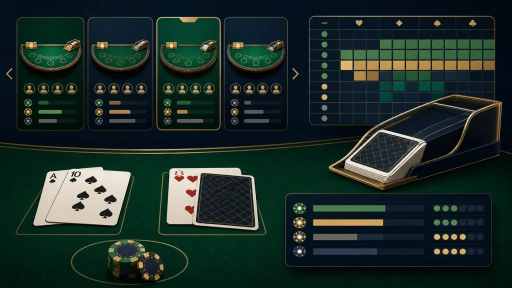 casino online có Blackjack: Minh họa so sánh luật bàn Blackjack online