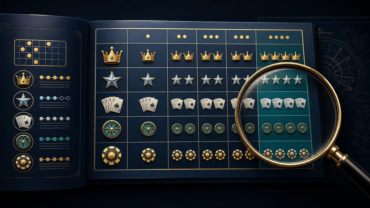 Paytable Là Gì? Cách Đọc Bảng Trả Thưởng Casino 2 paytable là gì: Minh họa bảng paytable với tổ hợp biểu tượng và mức trả