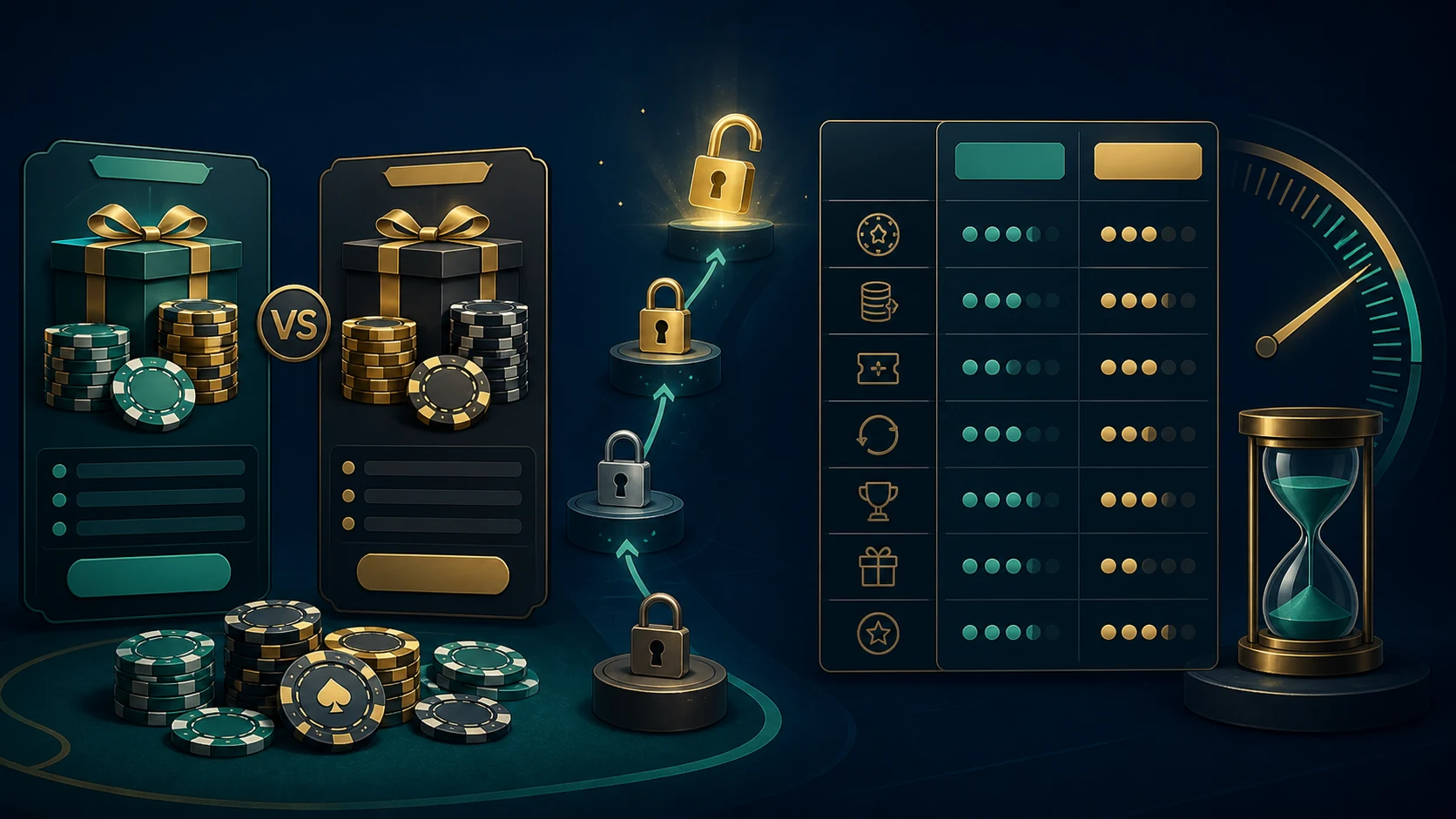 So Sánh Poker Bonus: Cách Quy Đổi Giá Trị Thực 2 Minh họa so sánh bonus poker theo giá trị và điều kiện