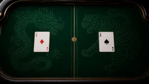 Rồng Hổ là gì: Hai lá bài trên bàn Rồng Hổ minh họa cửa Dragon và Tiger