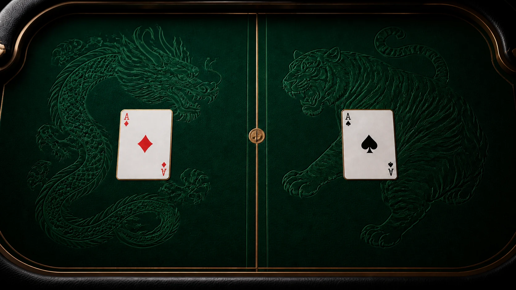 Rồng Hổ Là Gì? Cách So Bài Dragon, Tiger Và Xử Lý Hòa 2 Rồng Hổ là gì: Hai lá bài trên bàn Rồng Hổ minh họa cửa Dragon và Tiger