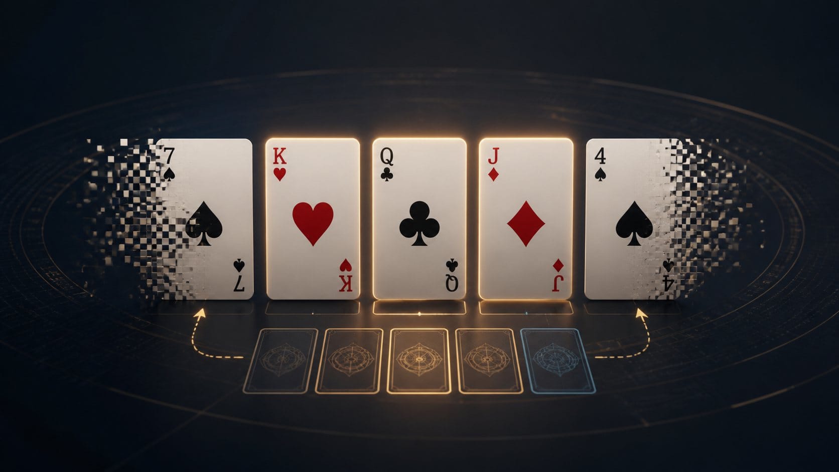 Video Poker Là Gì? Luật Hold/Draw, Paytable Và Các Biến Thể 2 video poker là gì: Năm lá bài minh họa cơ chế hold và draw của video poker
