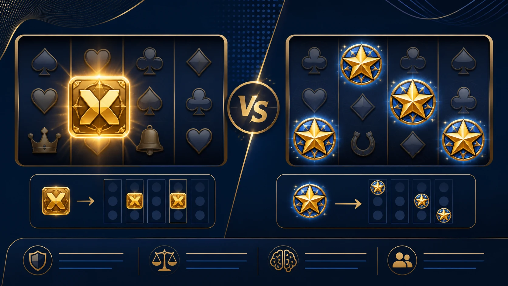 Wild Và Scatter Là Gì? Cách Phân Biệt Trong Game Slot 2 Wild và Scatter là gì: Minh họa phân biệt biểu tượng Wild và Scatter trong game slot