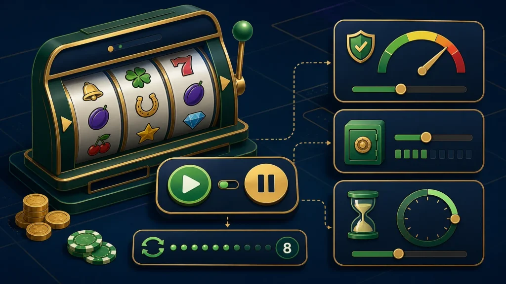 Autoplay Slot Là Gì? Cách Đặt Số Vòng, Giới Hạn Và Điểm Dừng 1 Minh họa cài đặt số vòng và điểm dừng của autoplay slot
