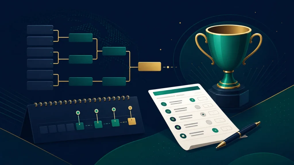 Kèo Outright Là Gì? Cách Đọc Kèo Vô Địch Dài Hạn 1 kèo outright là gì: Minh họa kèo outright với cúp vô địch và lịch giải đấu