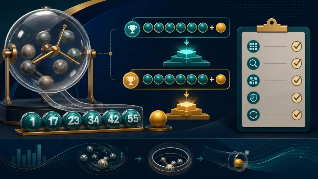 Power 6/55 Là Gì? Phân Biệt Jackpot 1 Và Jackpot 2 1 Power 6/55 là gì: Minh họa sáu số chính và số đặc biệt của Power 6/55